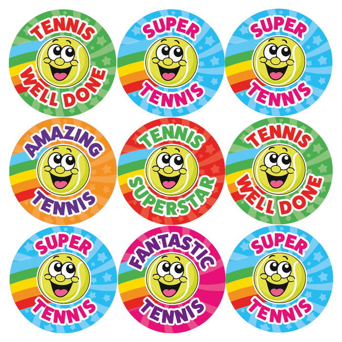 48 Smiling Tennis Reward Stickers