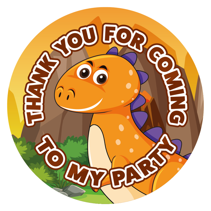Dinosaur Thank You for Coming to My Party Stickers
