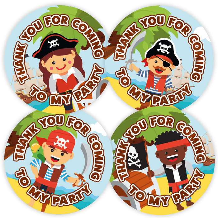 Pirate Thank You for Coming to My Party Stickers