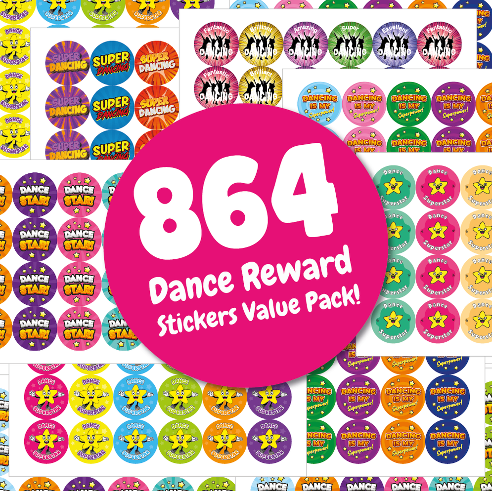 Adding Value Stickers 864 Dance Reward Stickers Value Pack (30mm) — MyClassroom