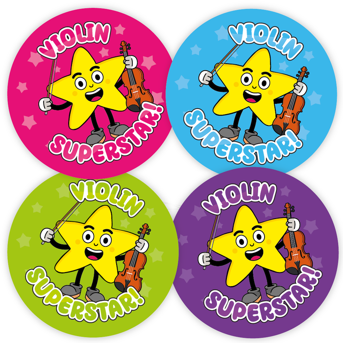 144 Violin Superstar Reward Stickers 30mm Reward Stickers for Music Teachers