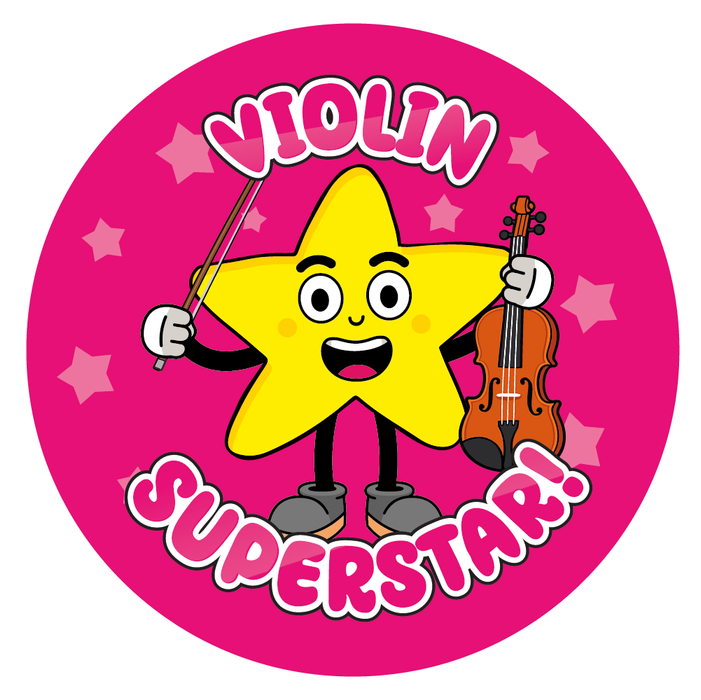 144 Violin Superstar Reward Stickers 30mm Reward Stickers for Music Teachers