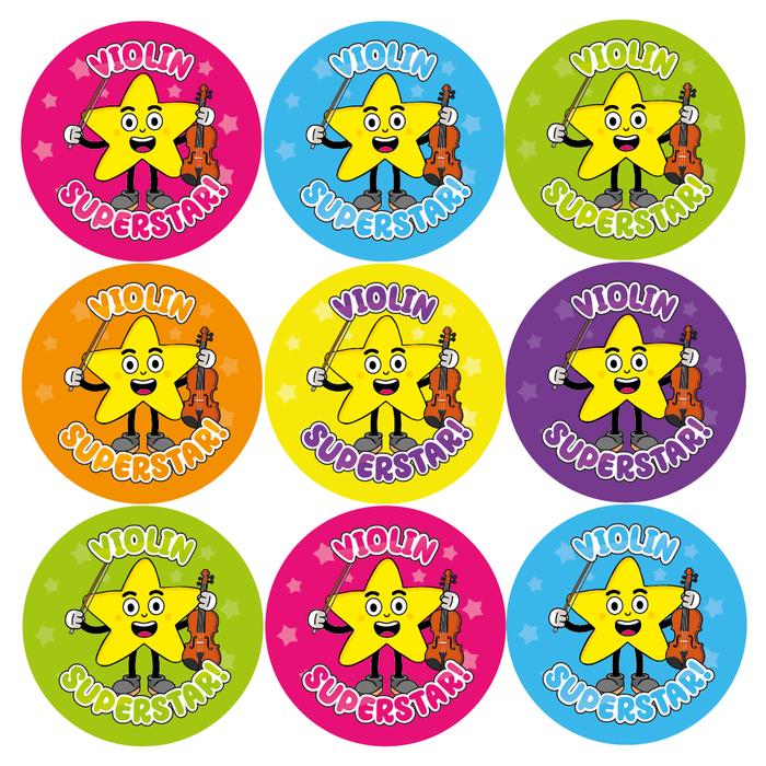 144 Violin Superstar Reward Stickers 30mm Reward Stickers for Music Teachers