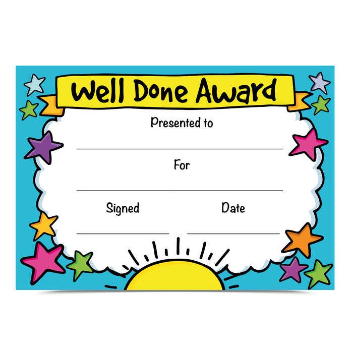 20 Well Done Award Certificates (A5)