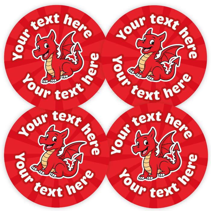 144 Personalised Welsh Dragon Reward Stickers