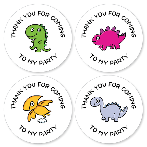 Thank you for coming to my party dinosaur stickers