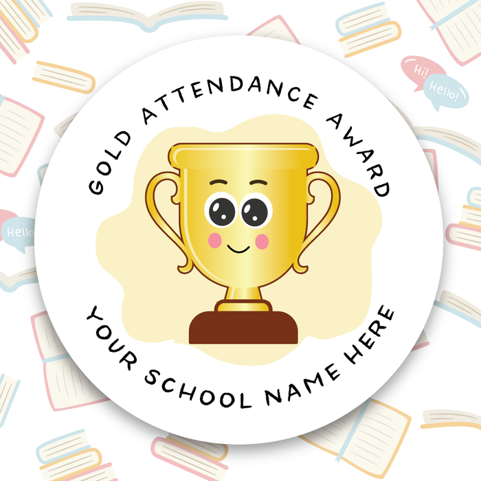 Smiley Face Gold Attendance Award Stickers