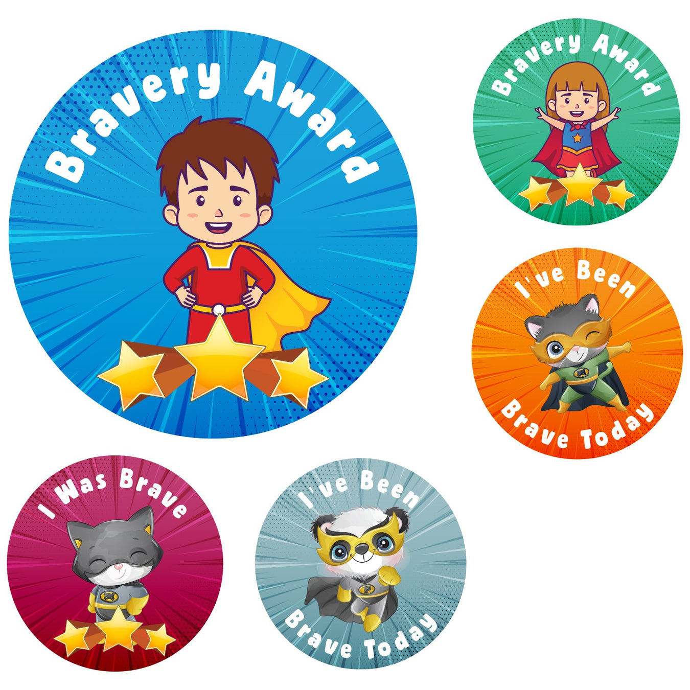 Superhero Bravery Award Stickers