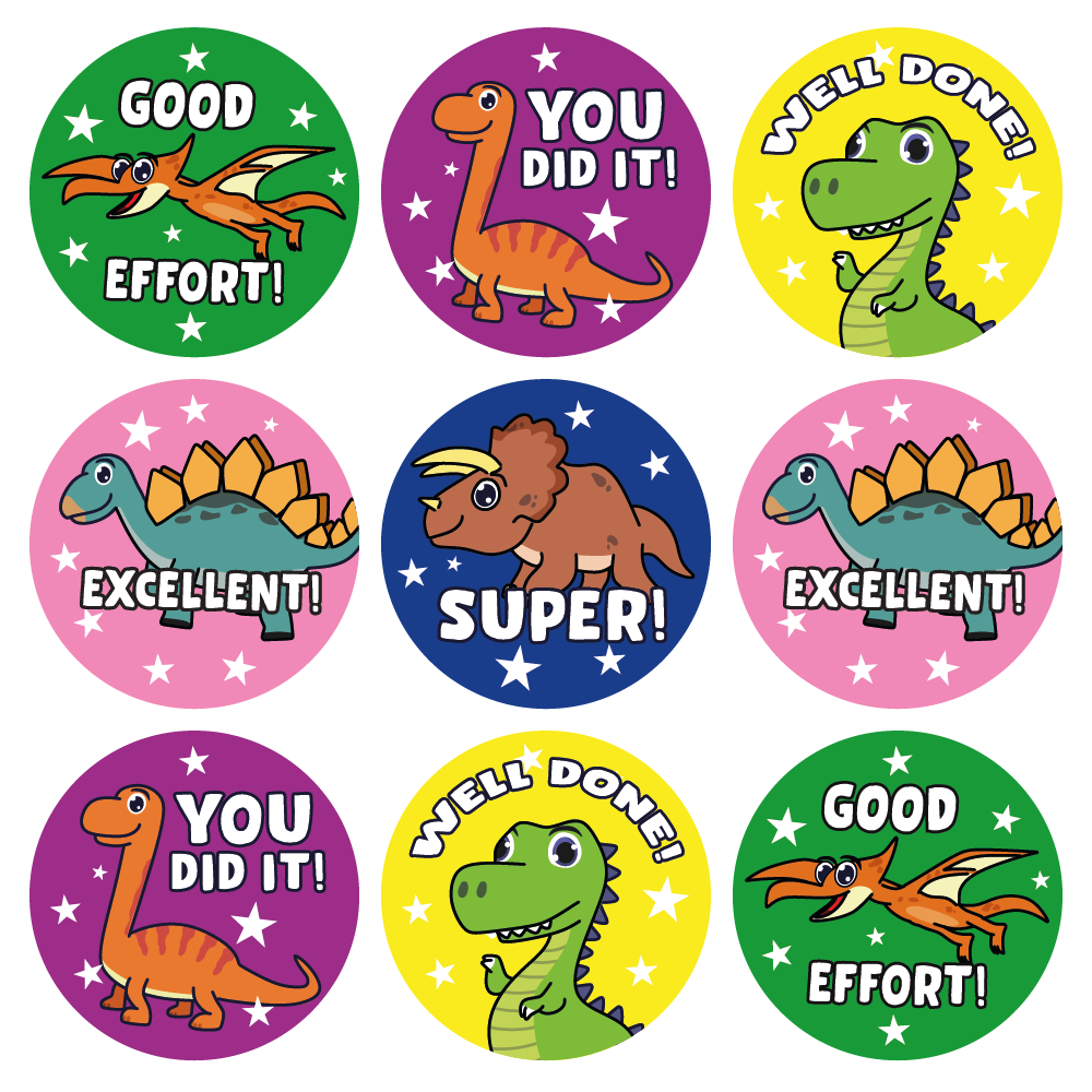 Cute Dinosaur Well Done Reward Stickers — Myclassroom