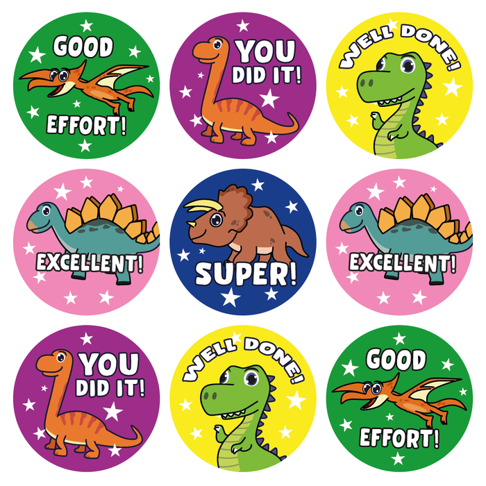 Cute Dinosaur Well Done Reward Stickers