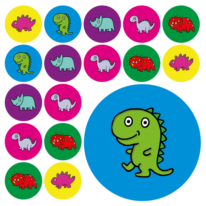 900 Mini Cute Dinosaurs Reward Stickers 10mm