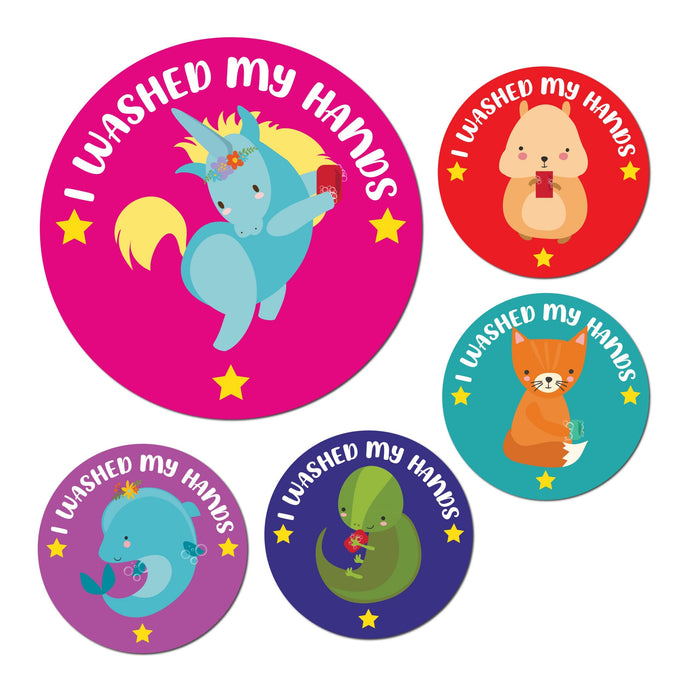 "I Washed My Hands" Animal Stickers