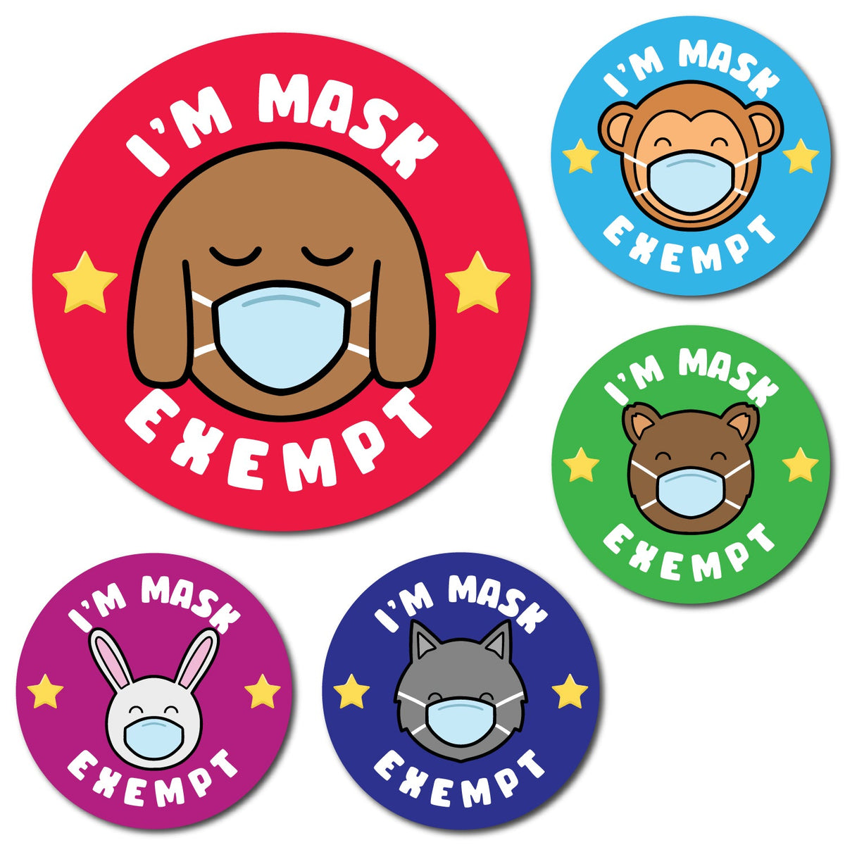 Exempt Tag Sticker Mask Exempt Animal Stickers — MyClassroom