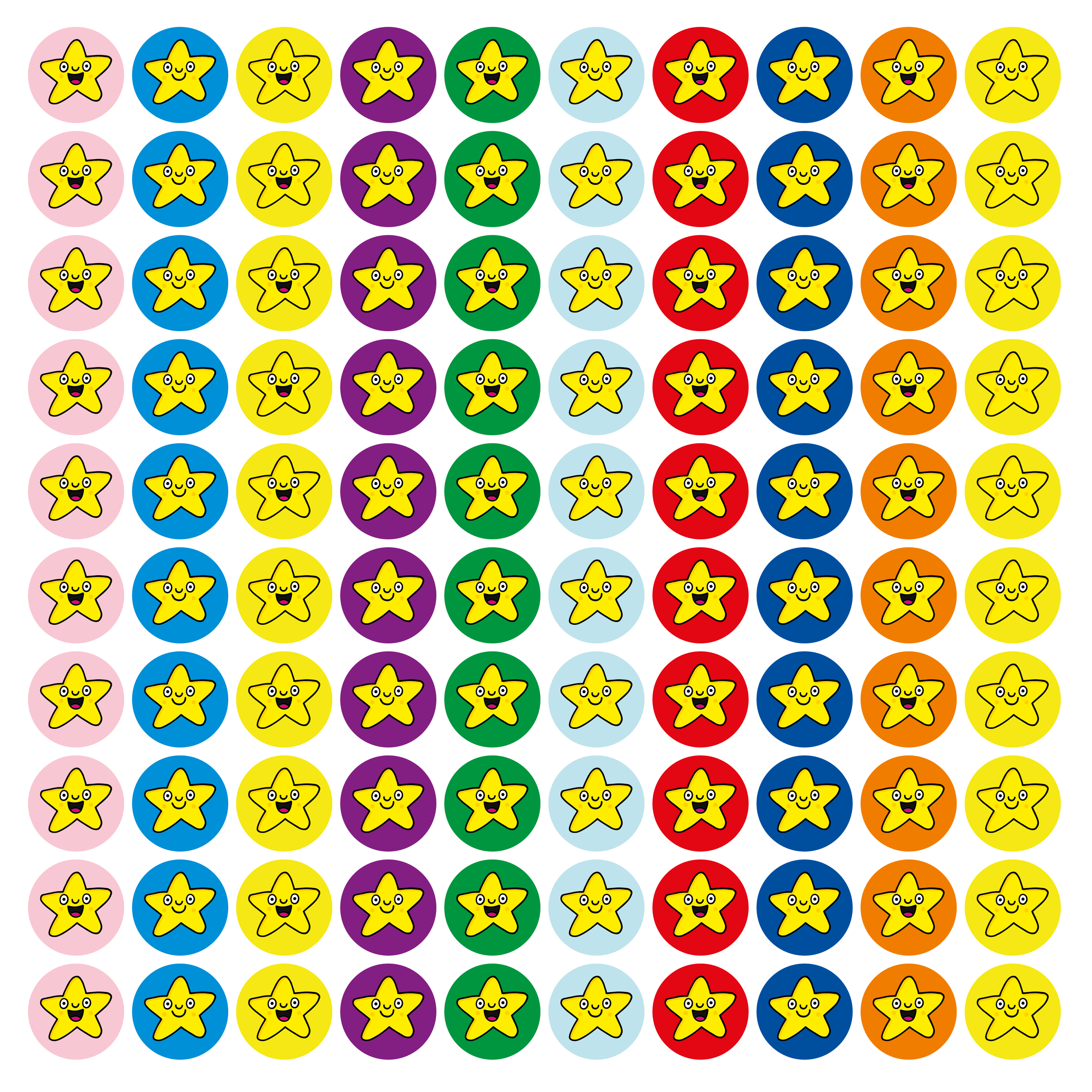 10mm mini smiley star reward stickers: 6 sheets, 900 reward stickers ...