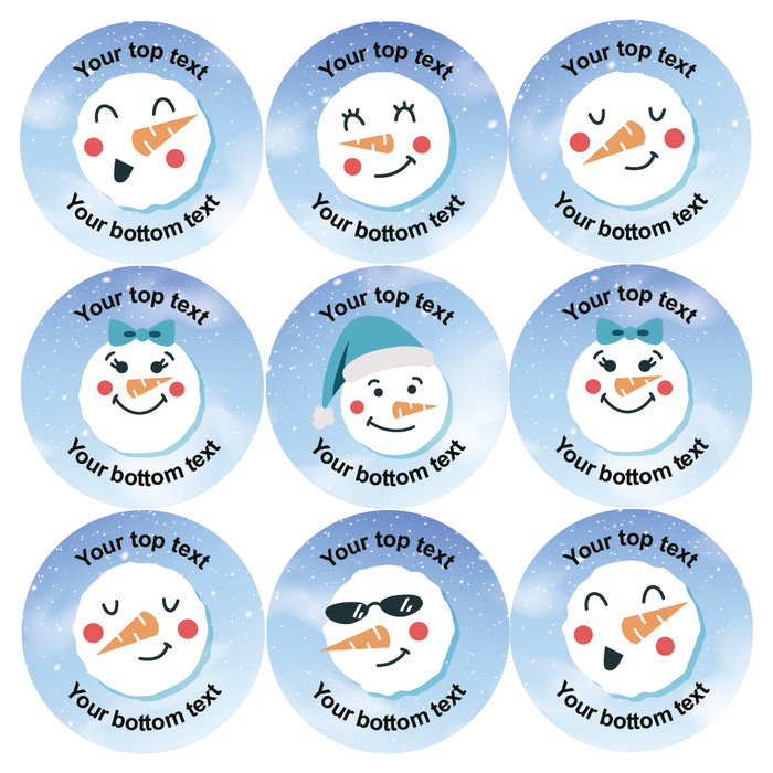 Personalised Cute Snowmen Faces Reward Stickers