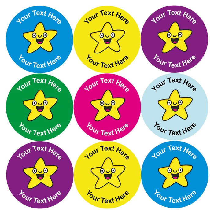 Personalised Cute Smiling Star Reward Stickers