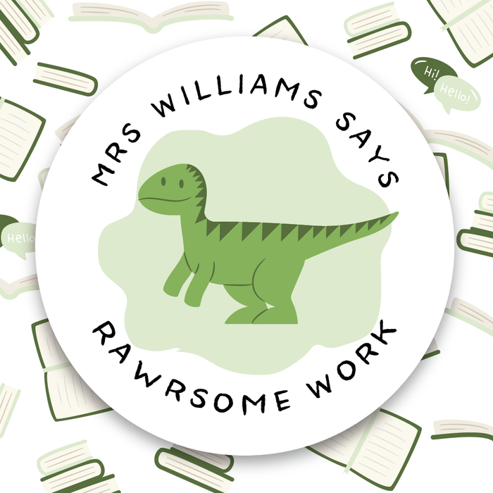 Personalised Dinosaur "Rawrsome Work" Reward Stickers
