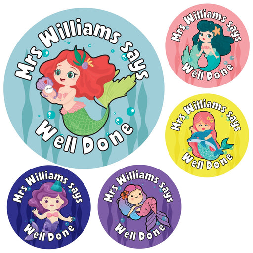 Personalised Mermaid Well Done Stickers