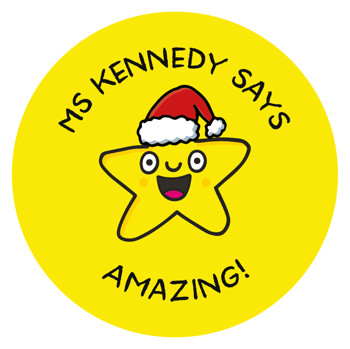 Personalised Smiling Star Reward Stickers (Christmas Edition)