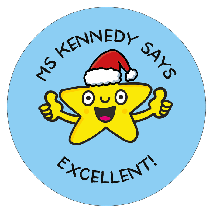 Personalised Smiling Star Reward Stickers (Christmas Edition)