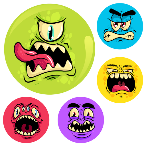 Scary Monster Faces Stickers