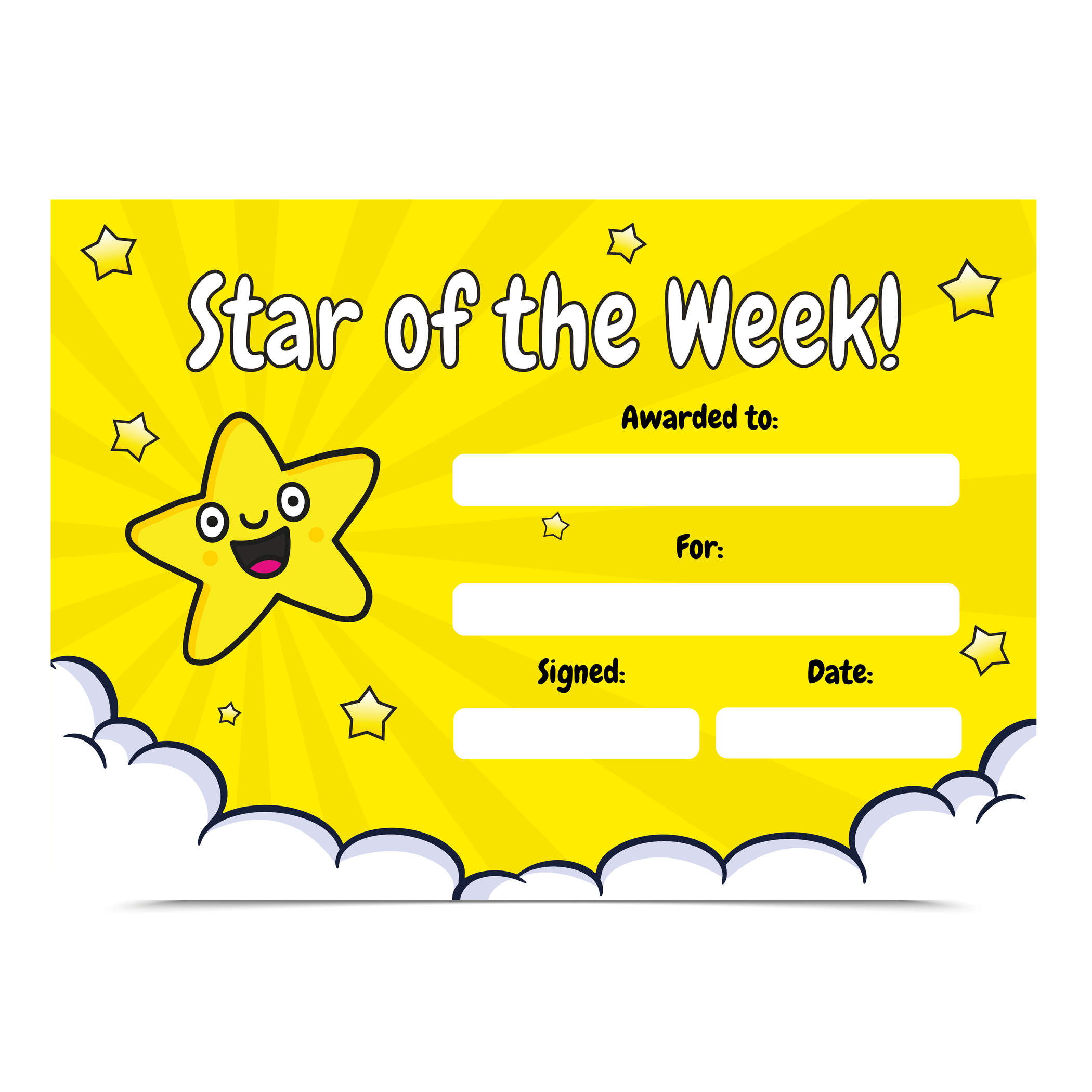 20 Star Of The Week Award Certificates (A5) — MyClassroom