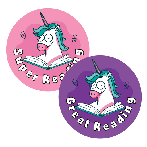 Unicorn reading reward stickers