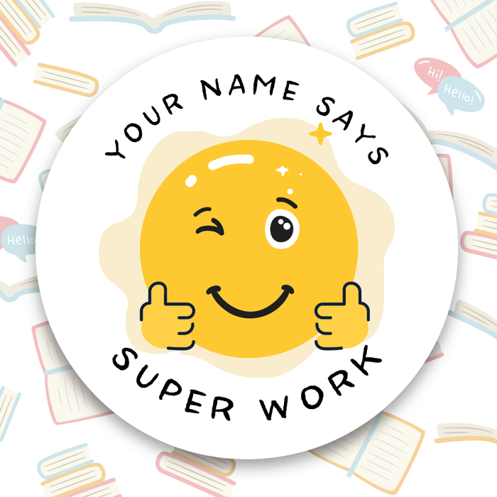 Your Name Says Emoji Thumbs Up Reward Sticker